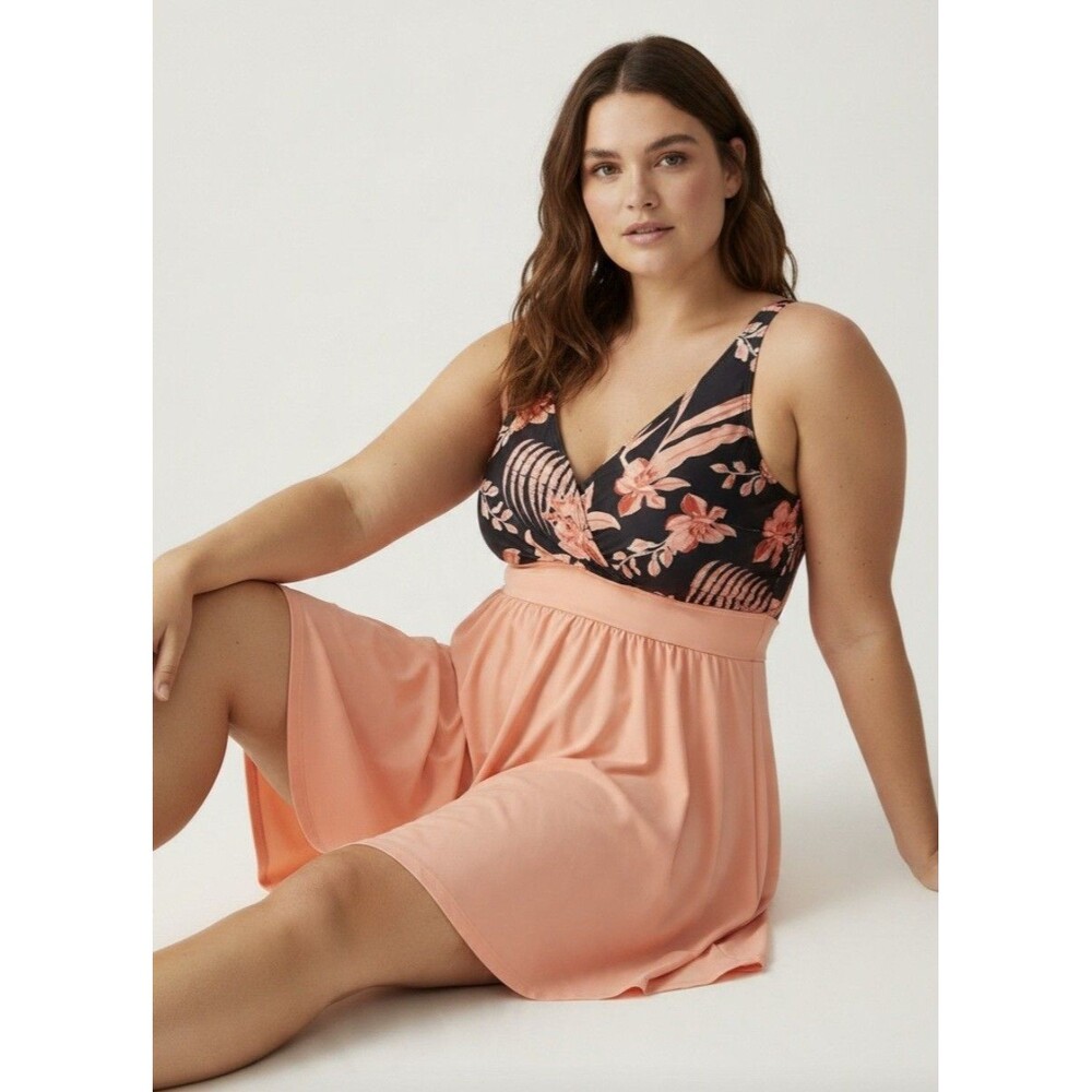 Bloomchic Swim Dress Surplice One-Piece Size 26 NWT